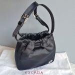 Escada Small Tote Black Satin Bag #UTCR-4