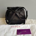Escada Small Tote Black Satin Bag #UTCR-4 - Image 2