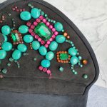 Giuseppe Zanotti Clutch/Shoulder Bag Black Suede Leather with Beads Details #TCLY-1 - Image 4