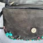Giuseppe Zanotti Clutch/Shoulder Bag Black Suede Leather with Beads Details #TCLY-1 - Image 9