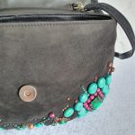 Giuseppe Zanotti Clutch/Shoulder Bag Black Suede Leather with Beads Details #TCLY-1 - Image 10