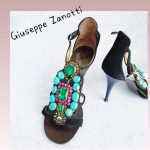 Giuseppe Zanotti Size36 Sandals Black Suede Leather with Crystal/Beads Details Shoes #TCLY-3