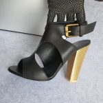 Giuseppe Zanotti SZ38 Sandals Black Leather with Gold Metal Shoes #TCLY-5 - Image 5