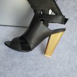 Giuseppe Zanotti SZ38 Sandals Black Leather with Gold Metal Shoes #TCLY-5 - Image 3
