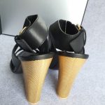 Giuseppe Zanotti SZ38 Sandals Black Leather with Gold Metal Shoes #TCLY-5 - Image 10