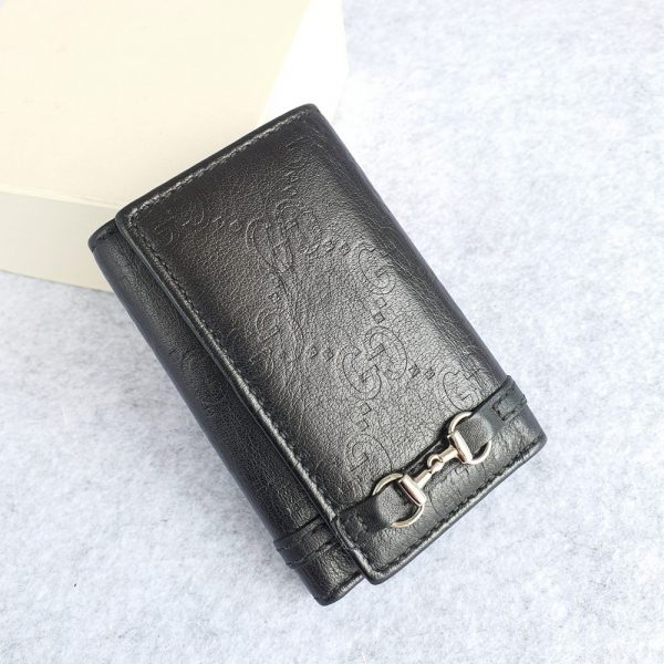 Gucci Key Holder Black Guccissima Leather with Silver Hardware #GLYSE-1