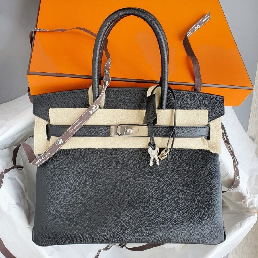 Hermes 30cm Etain Epsom Leather Birkin Bag with Palladium Hardware