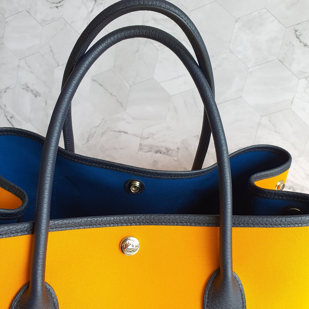 Hermes Gold Negonda Garden Party 36 Tote - Blue Spinach