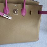 Hermes HSS Birkin 35 Etoupe/Purple Mysore Leather with Palladium Hardware #TCKY-3 - Image 4