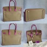 Hermes HSS Birkin 35 Etoupe/Purple Mysore Leather with Palladium Hardware #TCKY-3 - Image 2