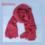 Hermes Plain H Stole Red Wool/Cashmere #TCOR-3