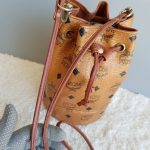 MCM Bucket Bag Brown Visetos Coated Canvas With Leather And Gold Hardware #STCT-2 - Image 4