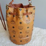 MCM Bucket Bag Brown Visetos Coated Canvas With Leather And Gold Hardware #STCT-2 - Image 6