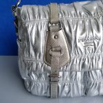 Prada 2way Bag Metallic Silver Lambskin With Saffiano Leather And Silver Hardware #CEOL-43 - Image 3
