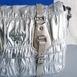 Prada 2way Bag Metallic Silver Lambskin With Saffiano Leather And Silver Hardware #CEOL-43 - Image 4