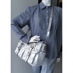 Prada 2way Bag Metallic Silver Lambskin With Saffiano Leather And Silver Hardware #CEOL-43 - Image 45