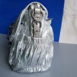 Prada 2way Bag Metallic Silver Lambskin With Saffiano Leather And Silver Hardware #CEOL-43 - Image 9