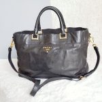 Prada Tote Black Calf Leather With Gold Hardware #YTYC-6