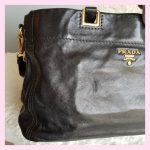 Prada Tote Black Calf Leather With Gold Hardware #YTYC-6 - Image 3
