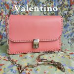Valentino Garavani Crossbody Bag Pink Smooth Leather with Silver Hardware #TCLL-1