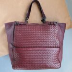Bottega Veneta Tote Maroon Nappa Leather with Lizard Skin Details and Brunito Finish Hardware #TYKR-1