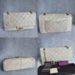 Chanel 2.55 Reissue Double Flap 227 Blanc fonce/ Dark white Marble Aged Calfskin with Gold Hardware #KELC-33 - Image 2