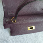 Hermes Kelly 28 Raisin Dark Purple Clemence Leather with Gold Plated Hardware #TYKU-1 - Image 3