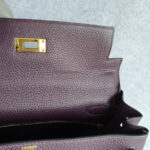 Hermes Kelly 28 Raisin Dark Purple Clemence Leather with Gold Plated Hardware #TYKU-1 - Image 26