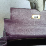 Hermes Kelly 28 Raisin Dark Purple Clemence Leather with Gold Plated Hardware #TYKU-1 - Image 25