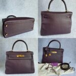 Hermes Kelly 28 Raisin Dark Purple Clemence Leather with Gold Plated Hardware #TYKU-1 - Image 2