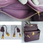 Hermes Kelly 28 Raisin Dark Purple Clemence Leather with Gold Plated Hardware #TYKU-1 - Image 24