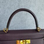 Hermes Kelly 28 Raisin Dark Purple Clemence Leather with Gold Plated Hardware #TYKU-1 - Image 20