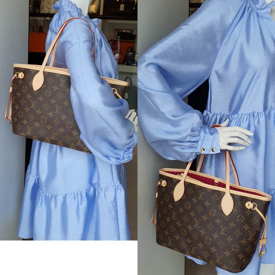 LV Neverfull PM Monogram Canvas with Leather and Gold Hardware