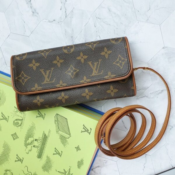 LV Pochette Twin Brown Monogram Canvas with Leather and Gold Hardware #TSEO-3