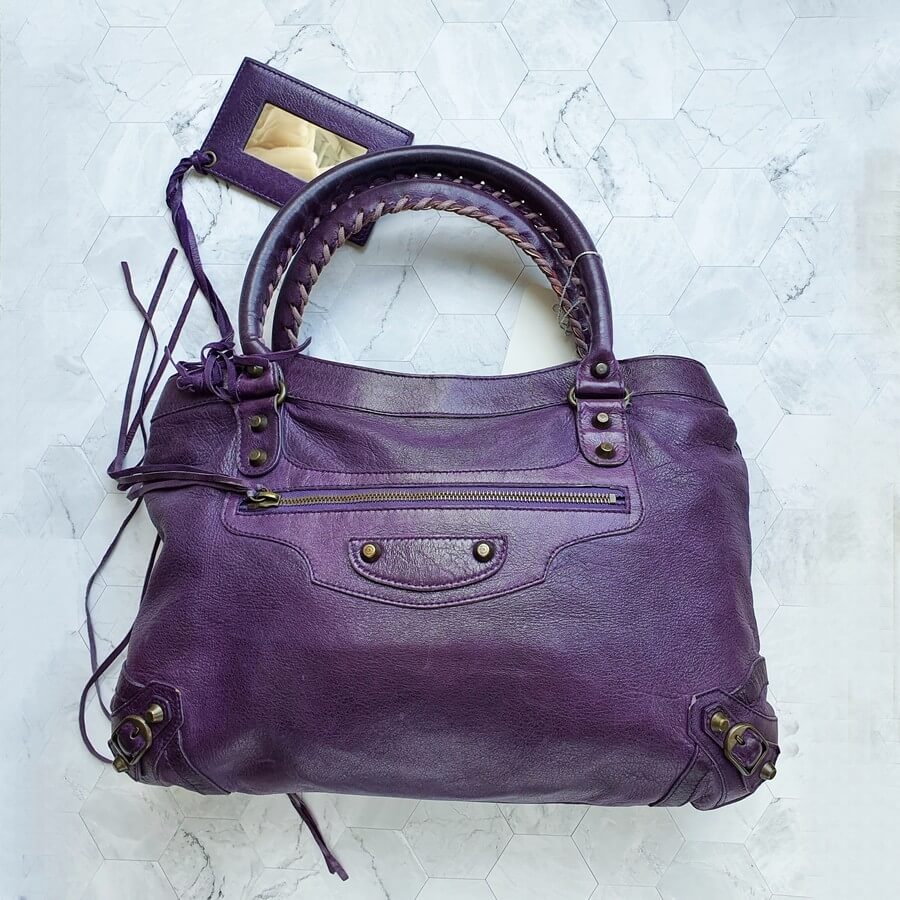 Balenciaga Bag Purple Goatskin with Rustic Gold Hardware #TSLT-35