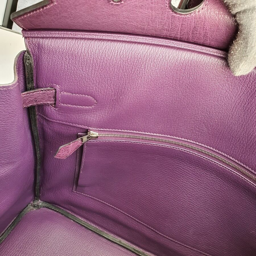 Hermes Birkin 35 Purple Ostrich Skin with Palladium Plated