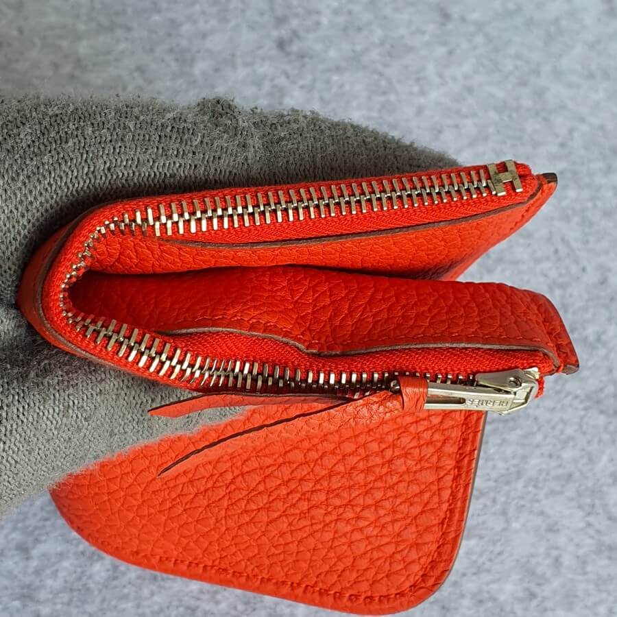 Hermes Vermillion Swift Leather Dogon Duo Wallet - modaselle