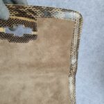 Jimmy Choo Clutch Brown Suede Leather with Python Skin and Gold Plated Hardware #TYKL-29 - Image 4