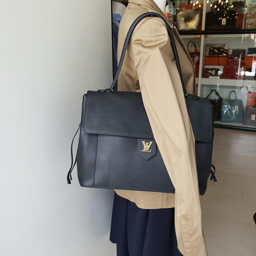 LV Shoulder Bag Black Leather with Gold Hardware #TSSK-1