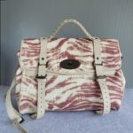 Mulberry Bayswater Off whiteMaroon Raffia with Leather and Black Hardware #TSEY-6