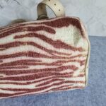 Mulberry Alexa Off white/Maroon Raffia with Leather and Black Hardware #TSEY-6 - Image 12