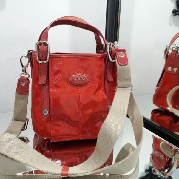 Tod's Mini G-Line Bag Red Coated Canvas with Silver Hardware #TSTT-9