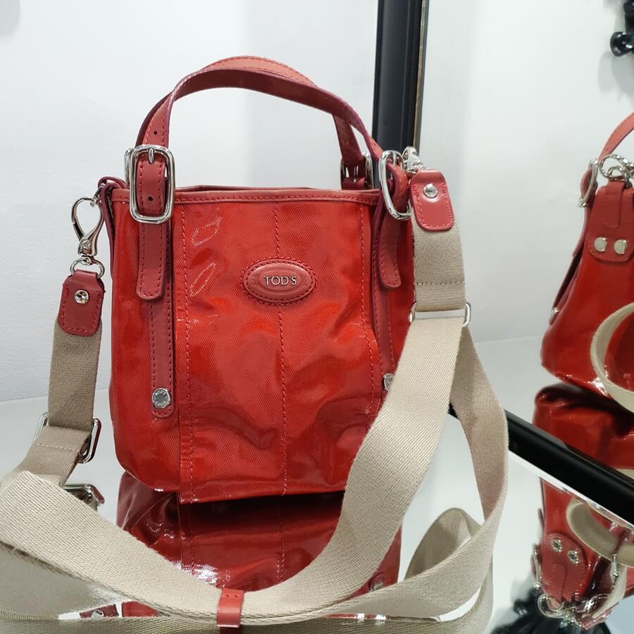 Tod's Mini G-Line Bag Red Coated Canvas with Silver Hardware #TSTT-9