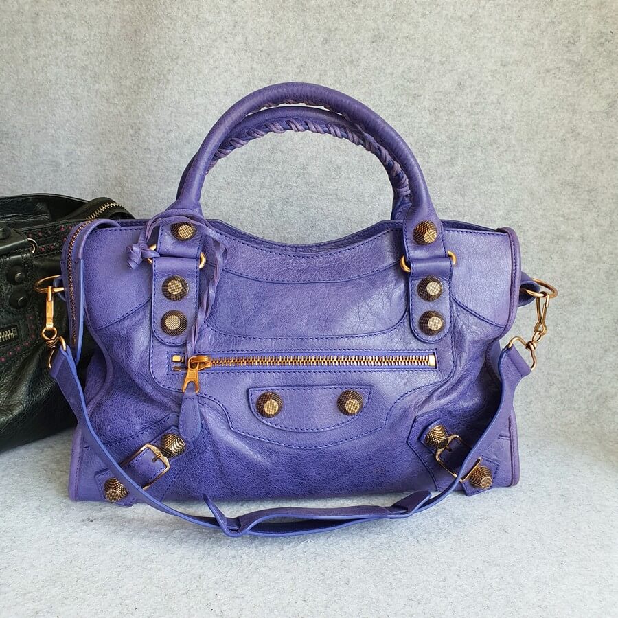 Balenciaga Giant City Purple Lambskin with Rose Gold Hardware #TTLR-14