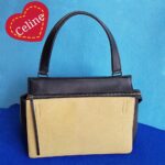 Celine Edge Top Handle Bag BlackYellow Calf Leather with Silver Hardware #SOOE-5