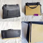 Celine Edge Top Handle Bag Black/Yellow Calf Leather with Silver Hardware #SOOE-5 - Image 2