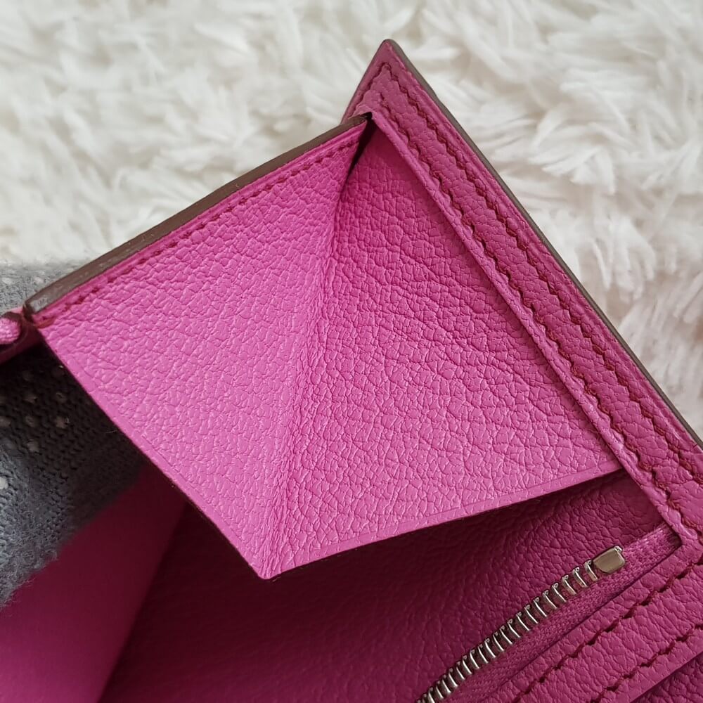 Hermes Bearn Wallet Fuschia Pink Ostrich Skin with Palladium