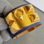 Hermes CDC Bracelet Blue Sapphire Swift Leather With Gold Plated Hardware #BVLEO-3 - Image 3