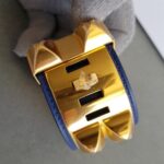 Hermes CDC Bracelet Blue Sapphire Swift Leather With Gold Plated Hardware #BVLEO-3 - Image 4