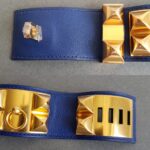 Hermes CDC Bracelet Blue Sapphire Swift Leather With Gold Plated Hardware #BVLEO-3 - Image 6